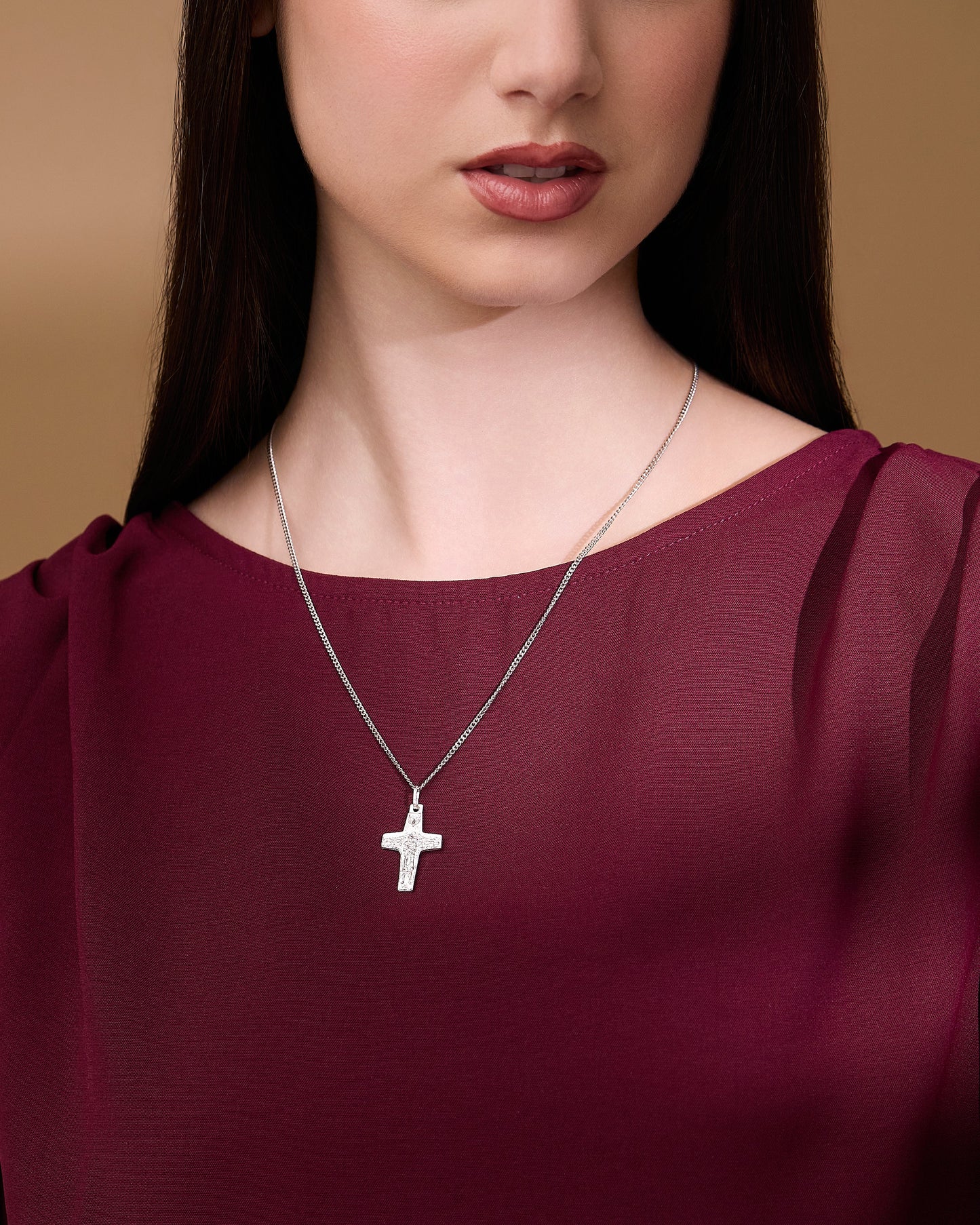 MONDO CATTOLICO ROMA 29 mm (1.14 in) Sterling Silver Pope Francis Papal Pectoral Cross