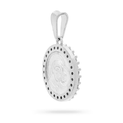 MONDO CATTOLICO ROMA Medal 16 mm (0.63 in) Sterling Silver Pope Leo XIV and Virgin Mary Medal with Cubic Zirconia