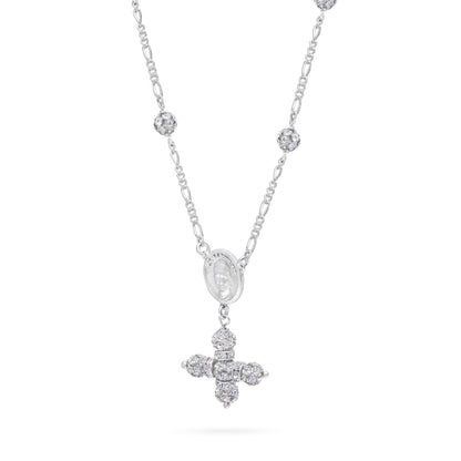 Mondo Cattolico Necklaces 28 cm (11.02 in) / 46 cm (18.11 in) / 6 mm (0.24 in) Sterling Silver Pope Leo XIV Necklace with Rhinestone Beads