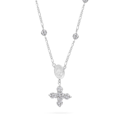 Mondo Cattolico Necklaces 28 cm (11.02 in) / 46 cm (18.11 in) / 6 mm (0.24 in) Sterling Silver Pope Leo XIV Necklace with Rhinestone Beads