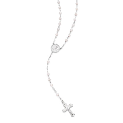 MONDO CATTOLICO ROMA Rosary 28 cm (11.02 in) / 46 cm (18.11 in) / 6 mm (0.24 in) Sterling Silver Pope Leo XIV Rosary with Mother-of-Pearl