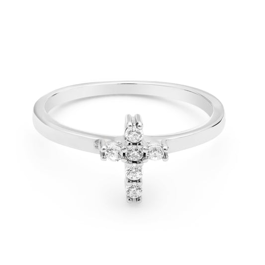 Mondo Cattolico Sterling Silver Ring With Cubic Zirconia Cross