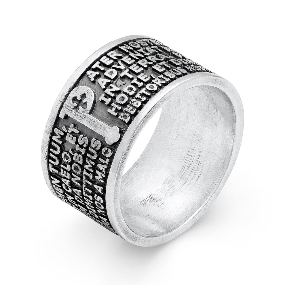 Sterling Silver Ring with the Lord's Prayer in Latin | MONDO CATTOLICO