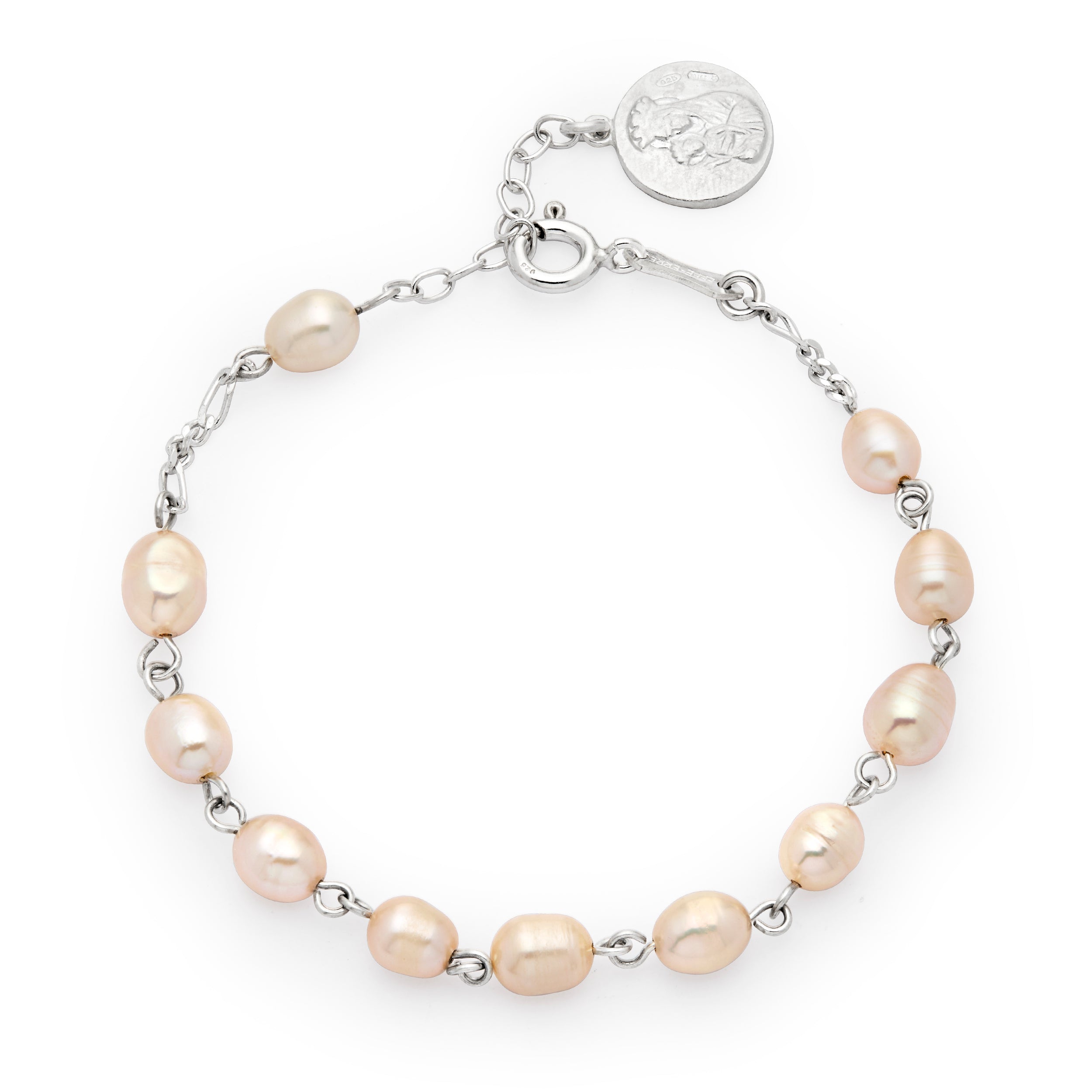 Holyart Bracciale Rosario Devozionale Santa Rita – Argento 925 – Grani 3mm, Circonferenza 18 Cm, Colore Rosé