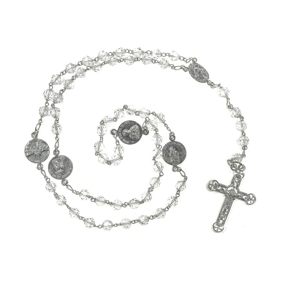 MONDO CATTOLICO Prayer Beads Sterling Silver Rosary Crystal with the Four Basilicas Of Rome