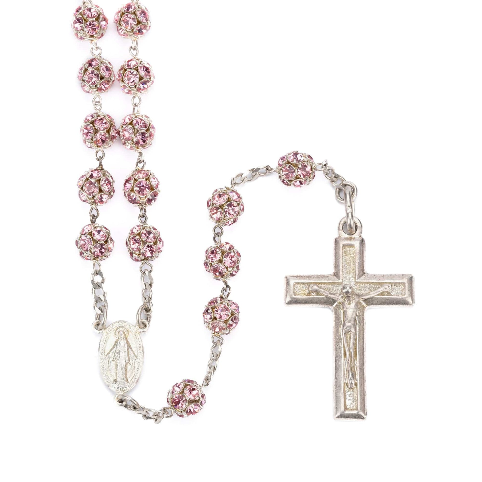 MONDO CATTOLICO Prayer Beads STERLING SILVER ROSARY STRASS