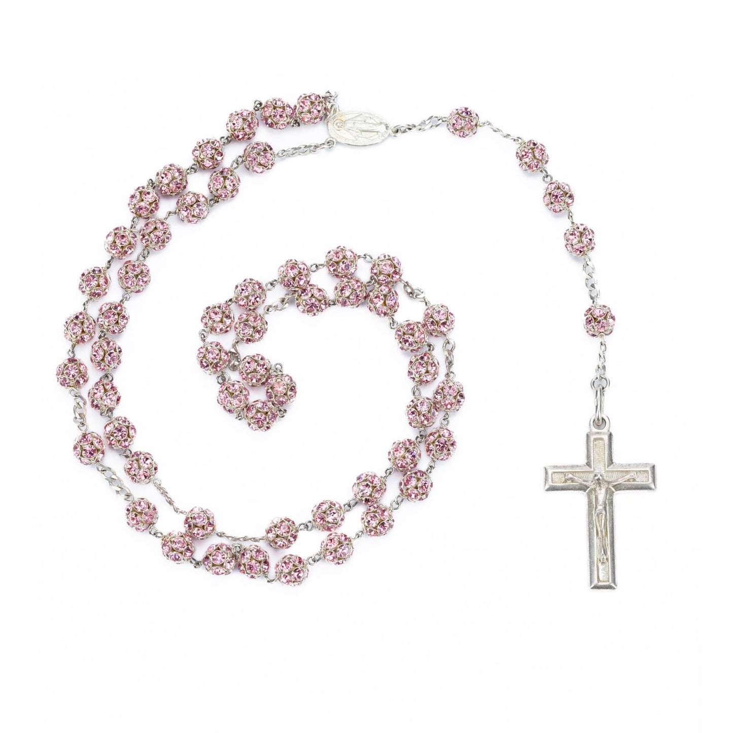 MONDO CATTOLICO Prayer Beads STERLING SILVER ROSARY STRASS