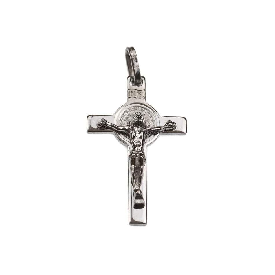 MONDO CATTOLICO Sterling Silver Saint Benedict Crucifix Pendant
