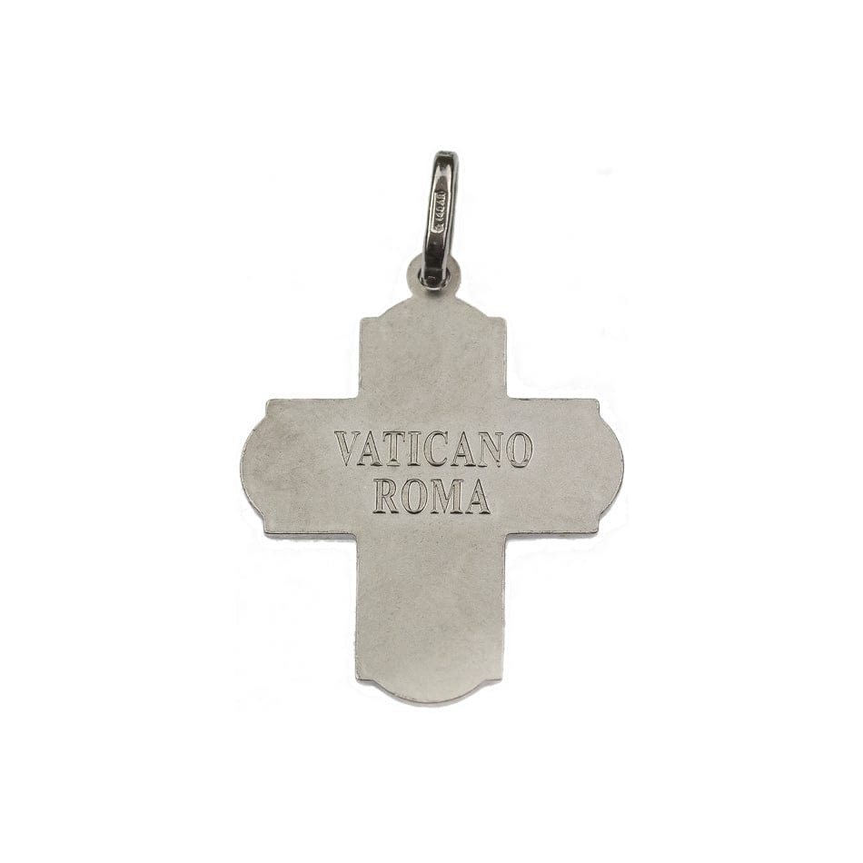 MONDO CATTOLICO Sterling Silver Scapular Four Way Cross Medal