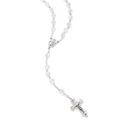 MONDO CATTOLICO Prayer Beads 56 cm (22 in) / 8 mm(0.3 in) Sterling Silver Swarovski Rosary