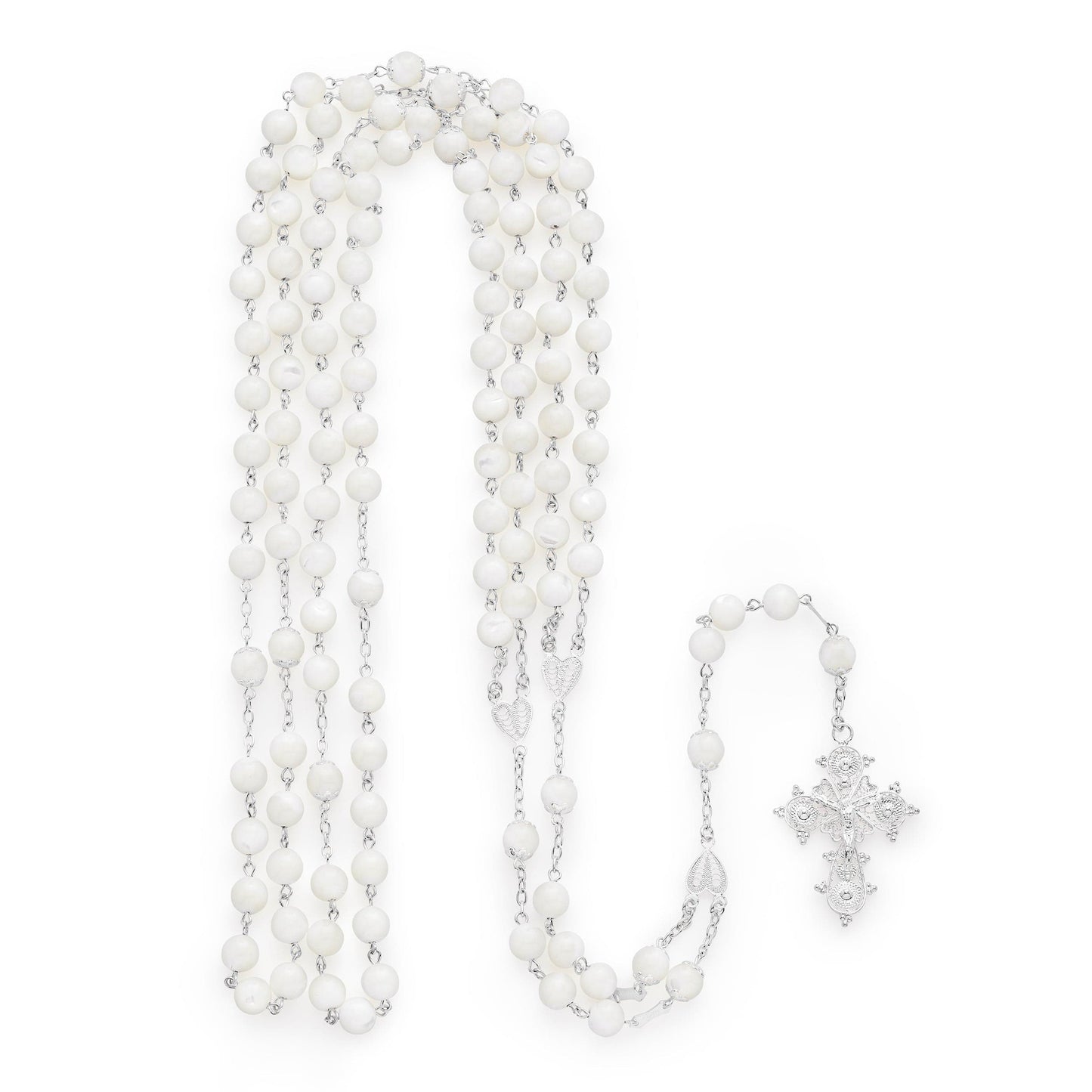 MONDO CATTOLICO Prayer Beads 67 cm (26.4 in) / 6 mm(0.23 in) Sterling Silver Wedding Rosary