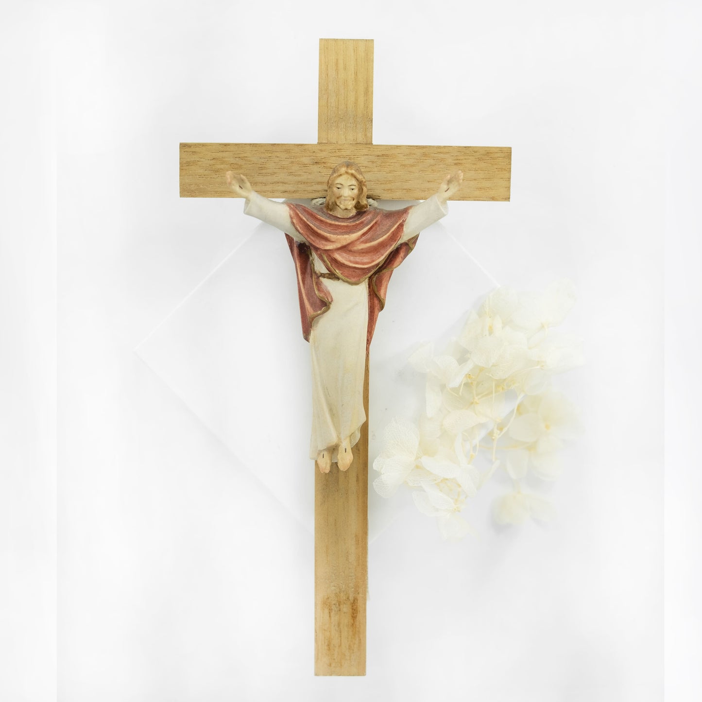MONDO CATTOLICO 23 cm (9.06 in) Straight Wooden Risen Christ Crucifix