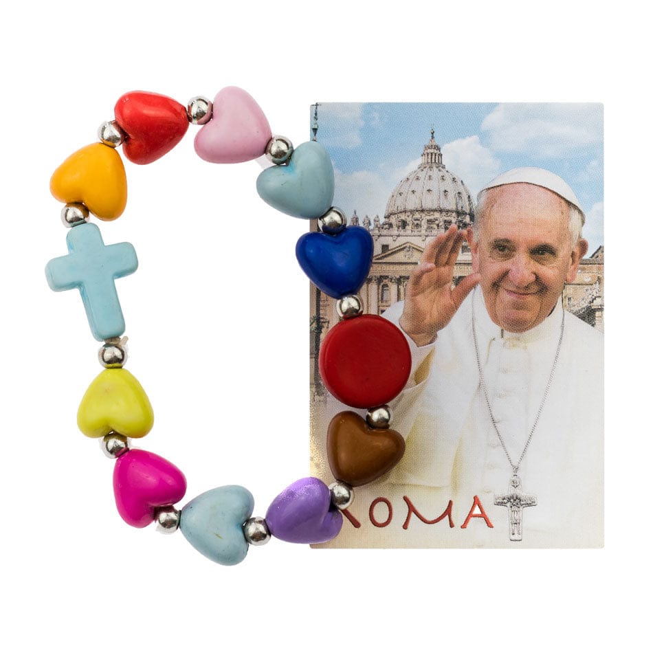 MONDO CATTOLICO Stretchy Multicolour Hearts Bracelet