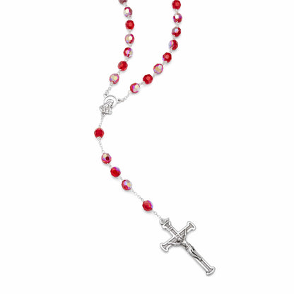 MONDO CATTOLICO Prayer Beads 43 cm (16.9 in) / 6 mm (0.23 in) Swarovski Red Cristal Sterling Silver Rosary
