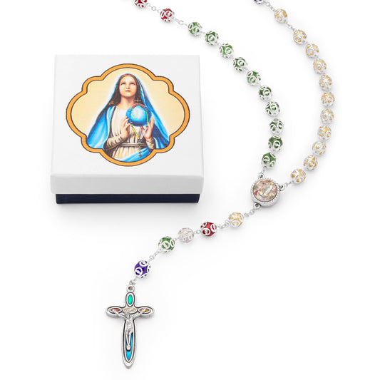 MONDO CATTOLICO 58 cm (23 in) / 8 mm (0.31 in) The World Missionary Rosary with Holy Water center medal