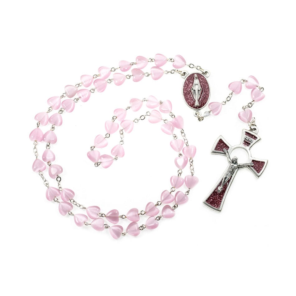 MONDO CATTOLICO Prayer Beads Tiger's Eyes Stones Rosary Small Hearts Beads