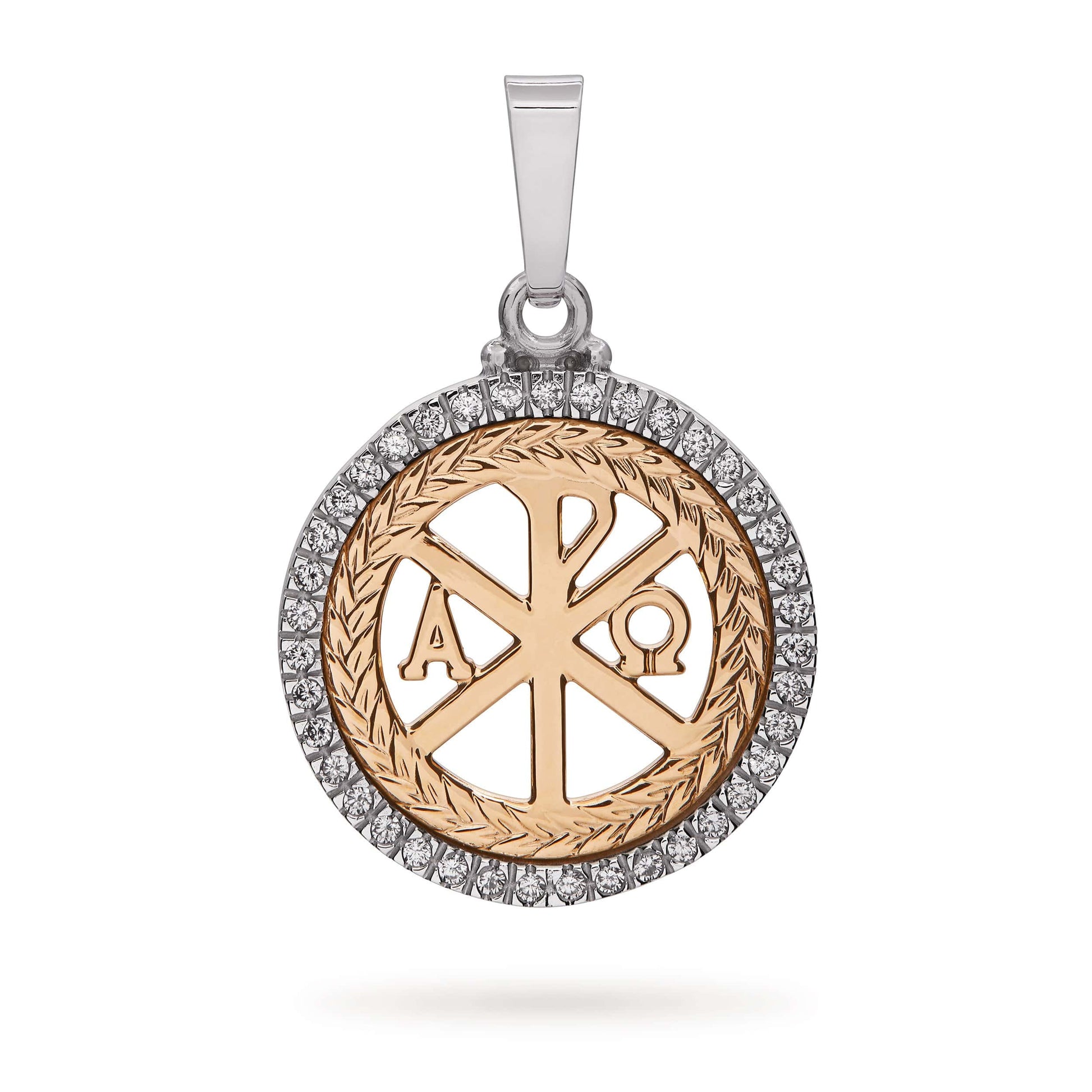 MONDO CATTOLICO Two-Tone Peace Cross White and Yellow Gold.