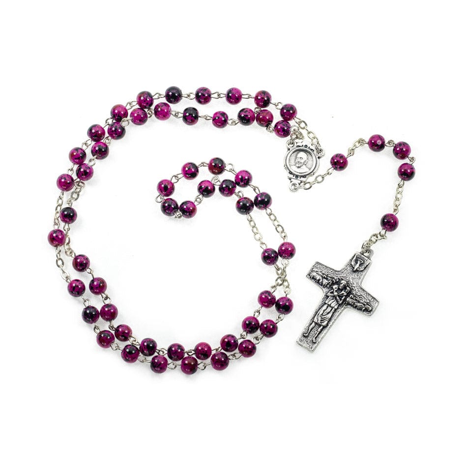 MONDO CATTOLICO Prayer Beads Variegated Glass Rosary with Good Shepherd Cross