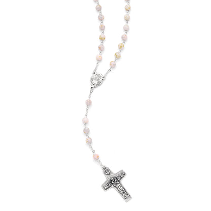 MONDO CATTOLICO ROMA Prayer Beads Variegated glass rosary with Pope Francis
