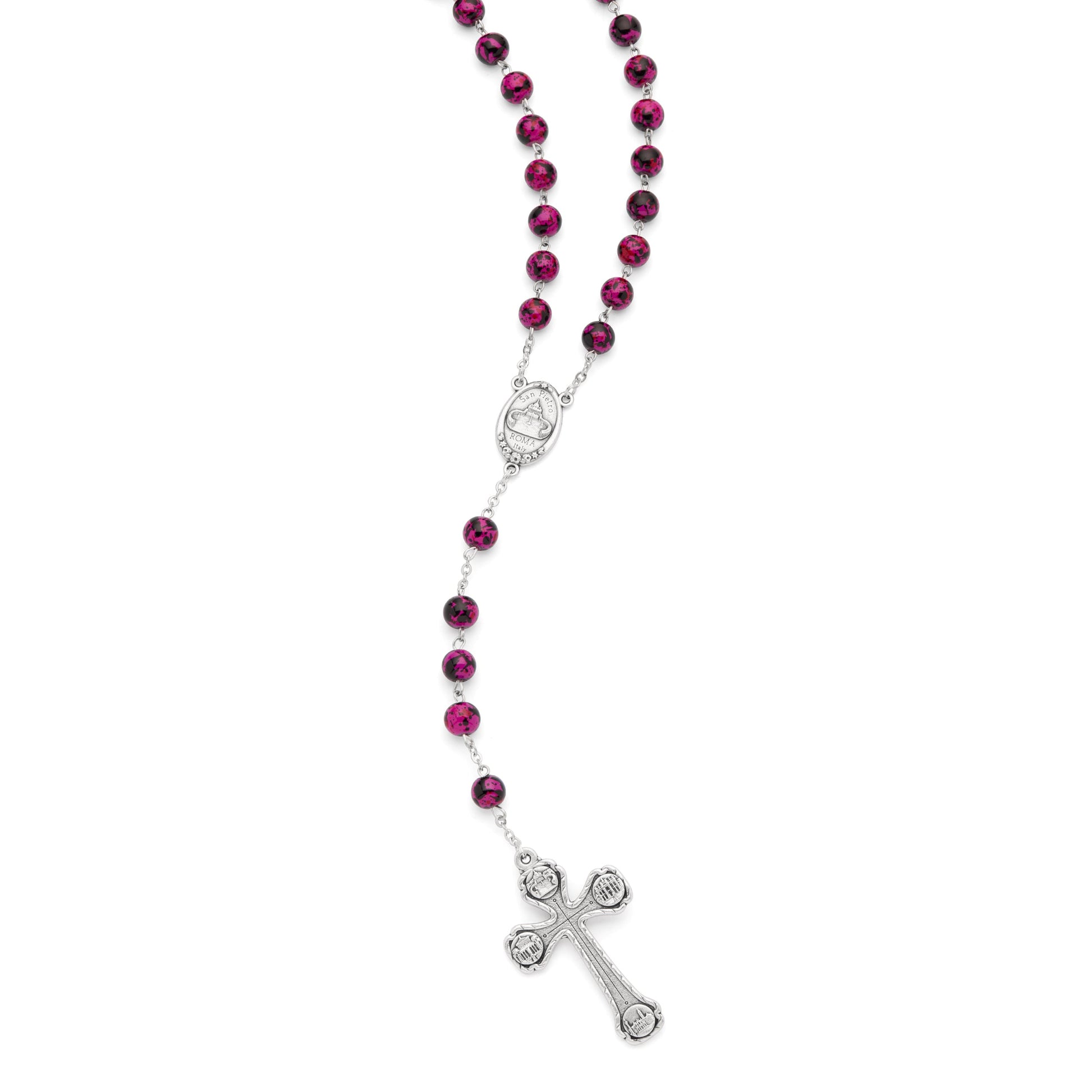MONDO CATTOLICO ROMA Prayer Beads 56 cm (22.05 in) / 8 mm (0.31 in) Variegated Purple Rosary