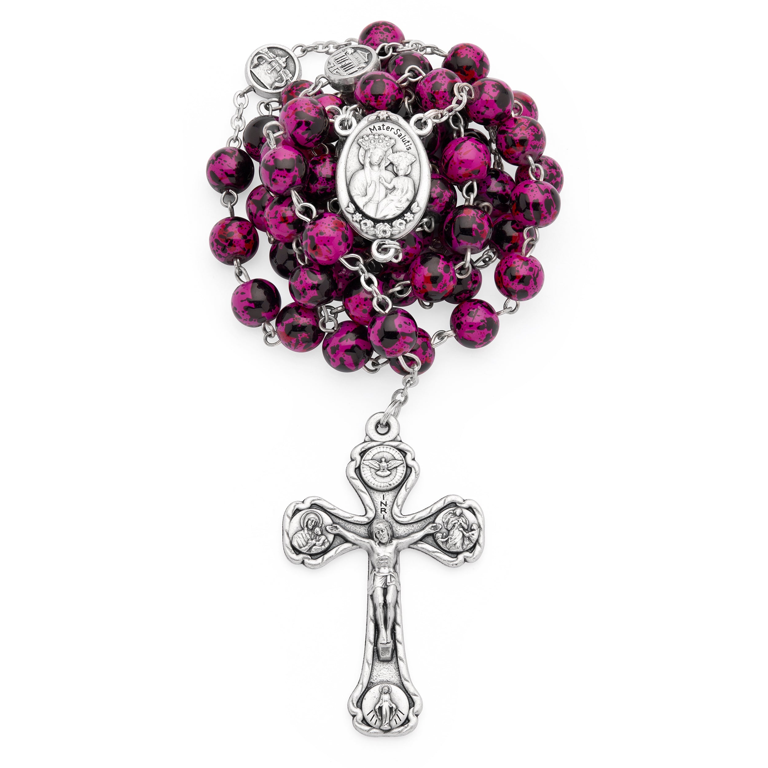 Our Lady of Good Health Rosary with Pink Variegated Beads and the
