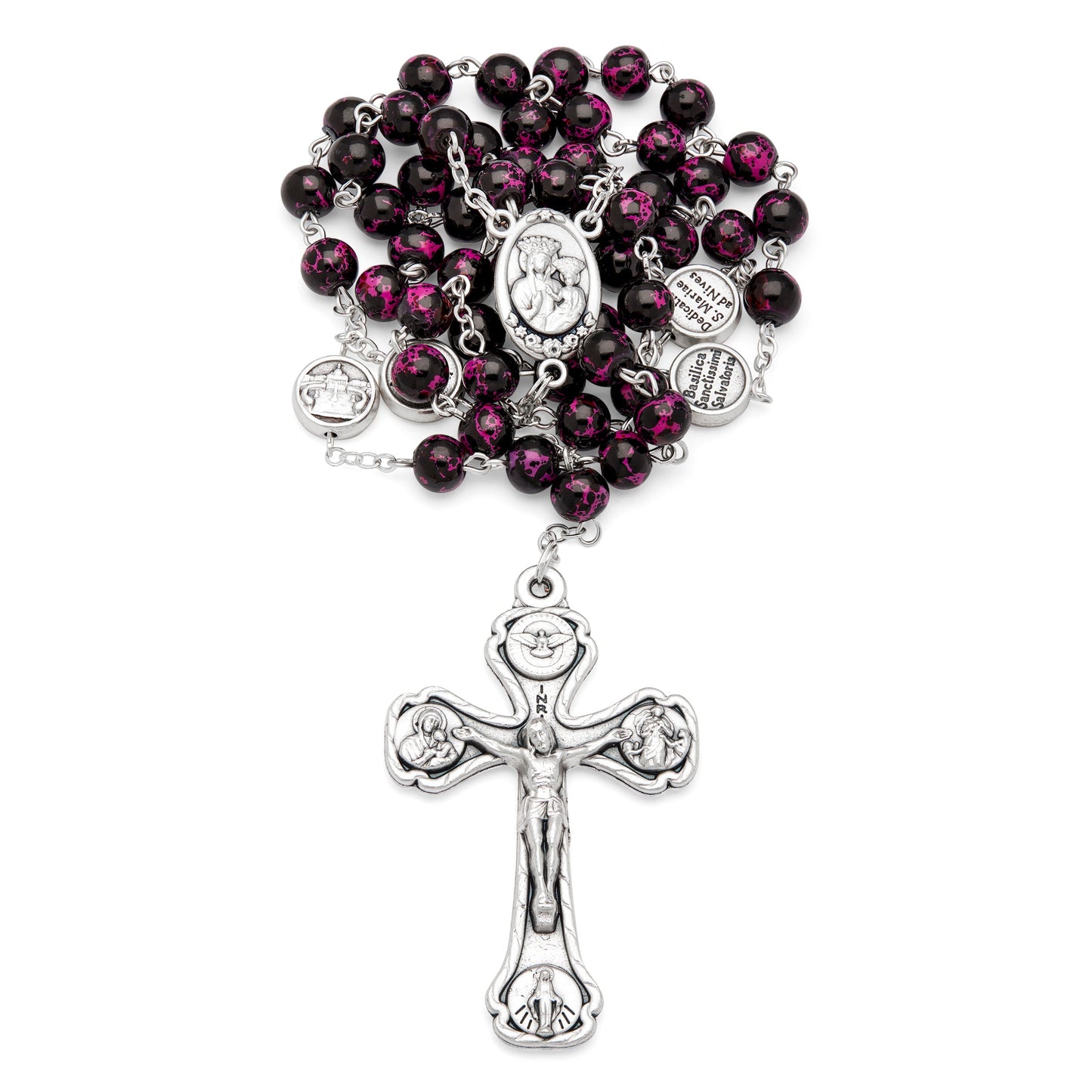 MONDO CATTOLICO Prayer Beads 48 cm (18.9 in) / 6 mm (0.24 in) Variegated Purple Rosary