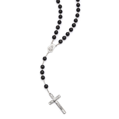 MONDO CATTOLICO ROMA Rosary 54 cm (21.26 in) / 72 cm (28.35 in) / 8 mm (0.31 in) Virgin Mary and Child Rosary with Black Wood Beads