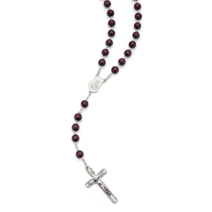 MONDO CATTOLICO ROMA Rosary 54 cm (21.26 in) / 8 mm (0.31 in) / 72 cm (28.35 in) Virgin Mary and Child Rosary with Dark Brown Wood Beads