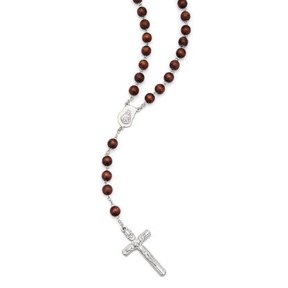 MONDO CATTOLICO ROMA Rosary 54 cm (21.26 in) / 8 mm (0.31 in) / 72 cm (28.35 in) Virgin Mary and Child Rosary with Wood Beads