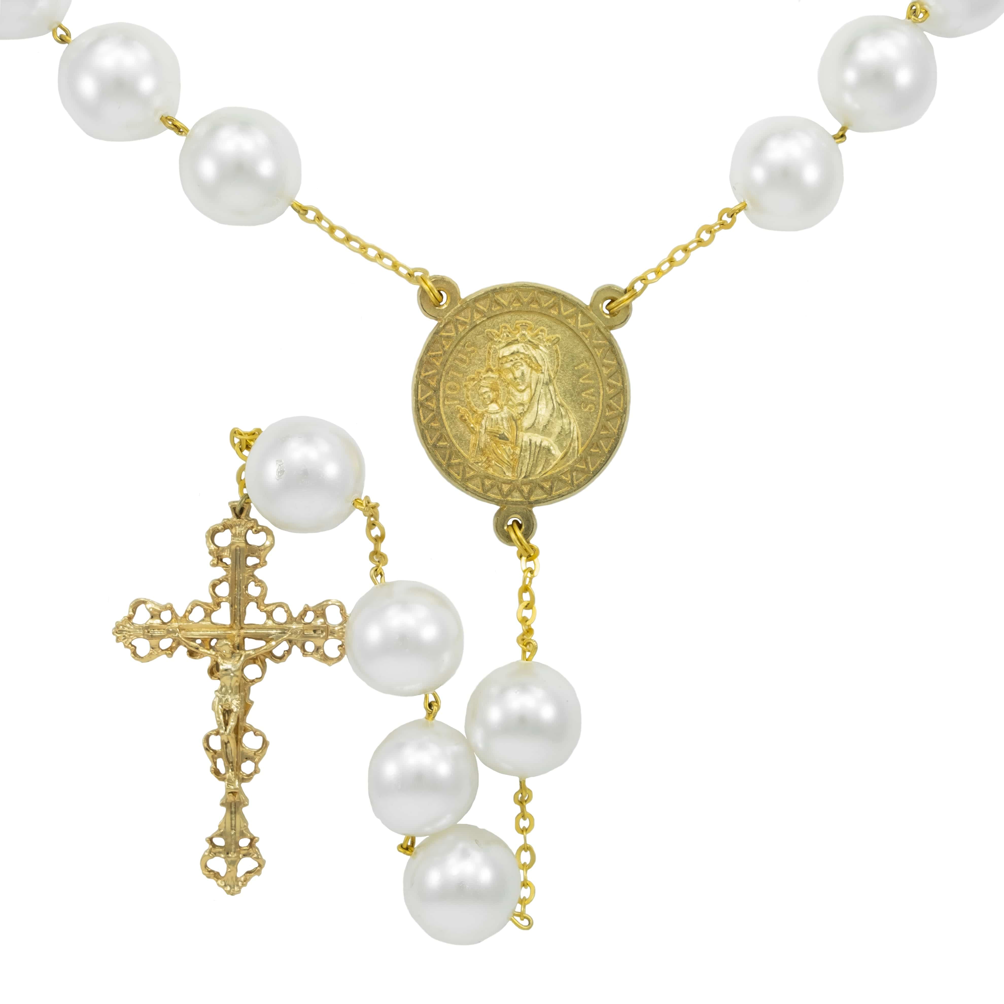 Amazon.com: appuivbt Faux Pearl Rosary Beads Rosary Necklace,Jesus Christ  Crucifix Cross Rosary Y-Necklace : Clothing, Shoes & Jewelry
