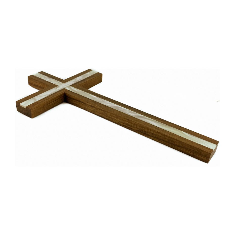 MONDO CATTOLICO 25 cm (9.84 in) Walnut Cross Inlaid With Mother-of-pearl