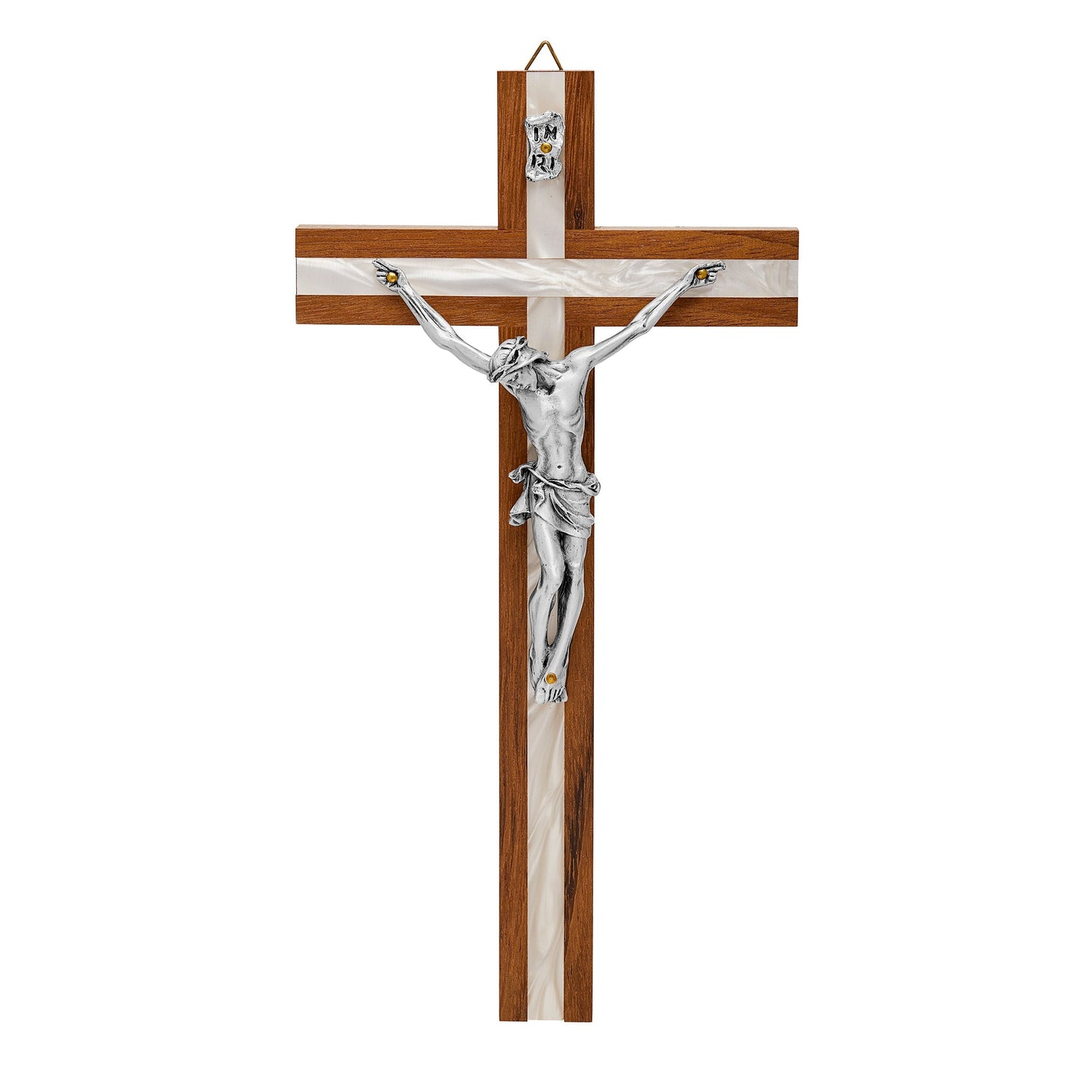 MONDO CATTOLICO Walnut Crucifix Inlaid With Mother-of-pearl