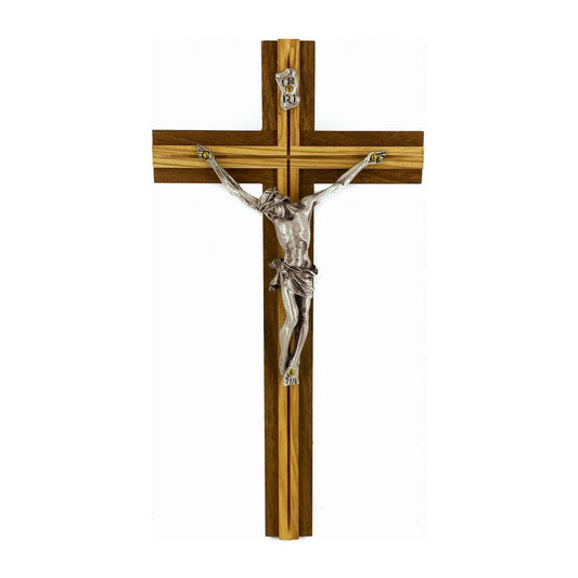 MONDO CATTOLICO 25 cm (9.84 in) Walnut Crucifix With Inlays