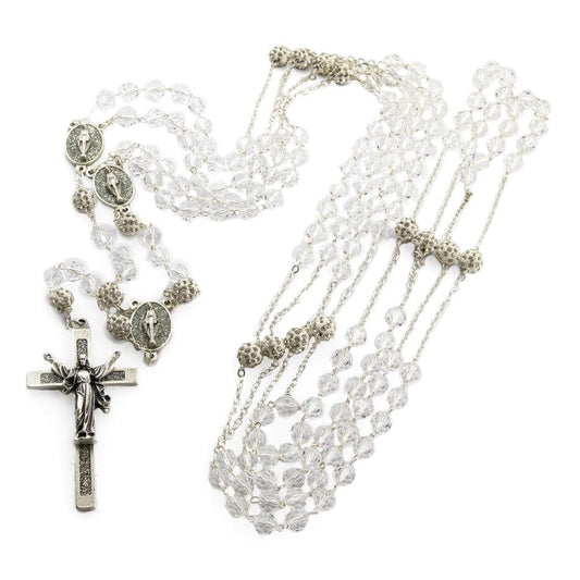 MONDO CATTOLICO Prayer Beads Wedding Lazo Rosary in Crystal