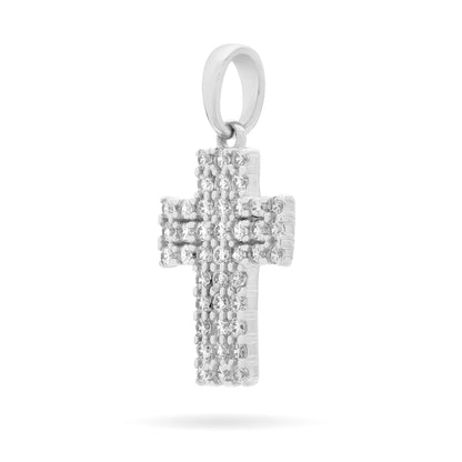 Mondo Cattolico Pendant 12 mm (0.47 in) White Gold Cross Pendant Covered With Cubic Zirconia