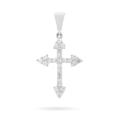 Mondo Cattolico Pendant White Gold Cross With Arrows Pendant Covered With Cubic Zirconia