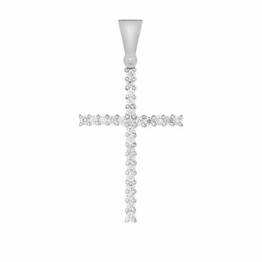 MONDO CATTOLICO Jewelry 2.1 Cm (0.82 in) / 1.3 Cm (0.51 in) White Gold Cross with Diamonds