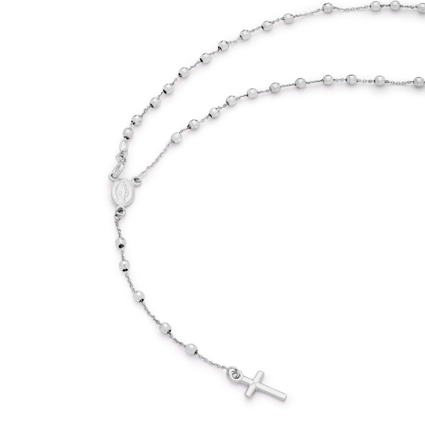 MONDO CATTOLICO Prayer Beads 30.5 cm (12 in) / 3 mm (0.11 in) White Gold Faceted Rosary Beads