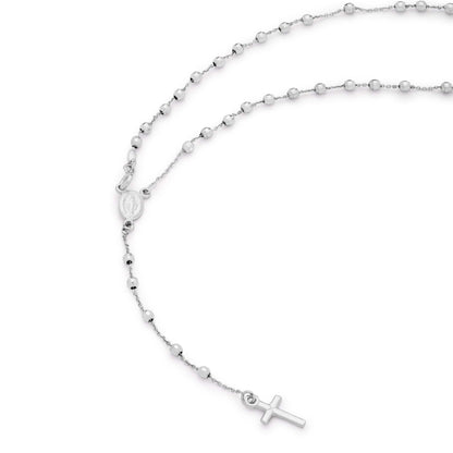 MONDO CATTOLICO Prayer Beads 30.5 cm (12 in) / 3 mm (0.11 in) White Gold Faceted Rosary Beads