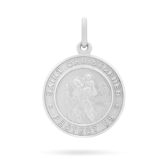 MONDO CATTOLICO Jewelry 19 mm (0.74 in) White Gold Medal of Saint Christopher