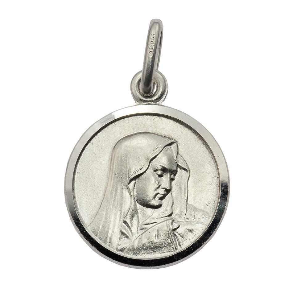 MONDO CATTOLICO Jewelry 13 mm (0.51 in) White Gold Medal Our Lady Of Sorrows