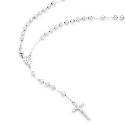 MONDO CATTOLICO Prayer Beads 36 cm (14.17 in) / 5 mm (0.19 in) White Gold Miraculous Mary Rosary