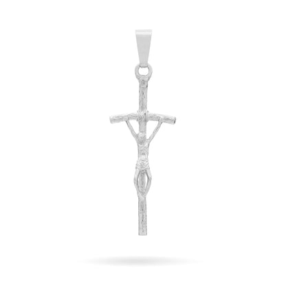 White Gold Pastoral Crucifix Pendant MONDO CATTOLICO