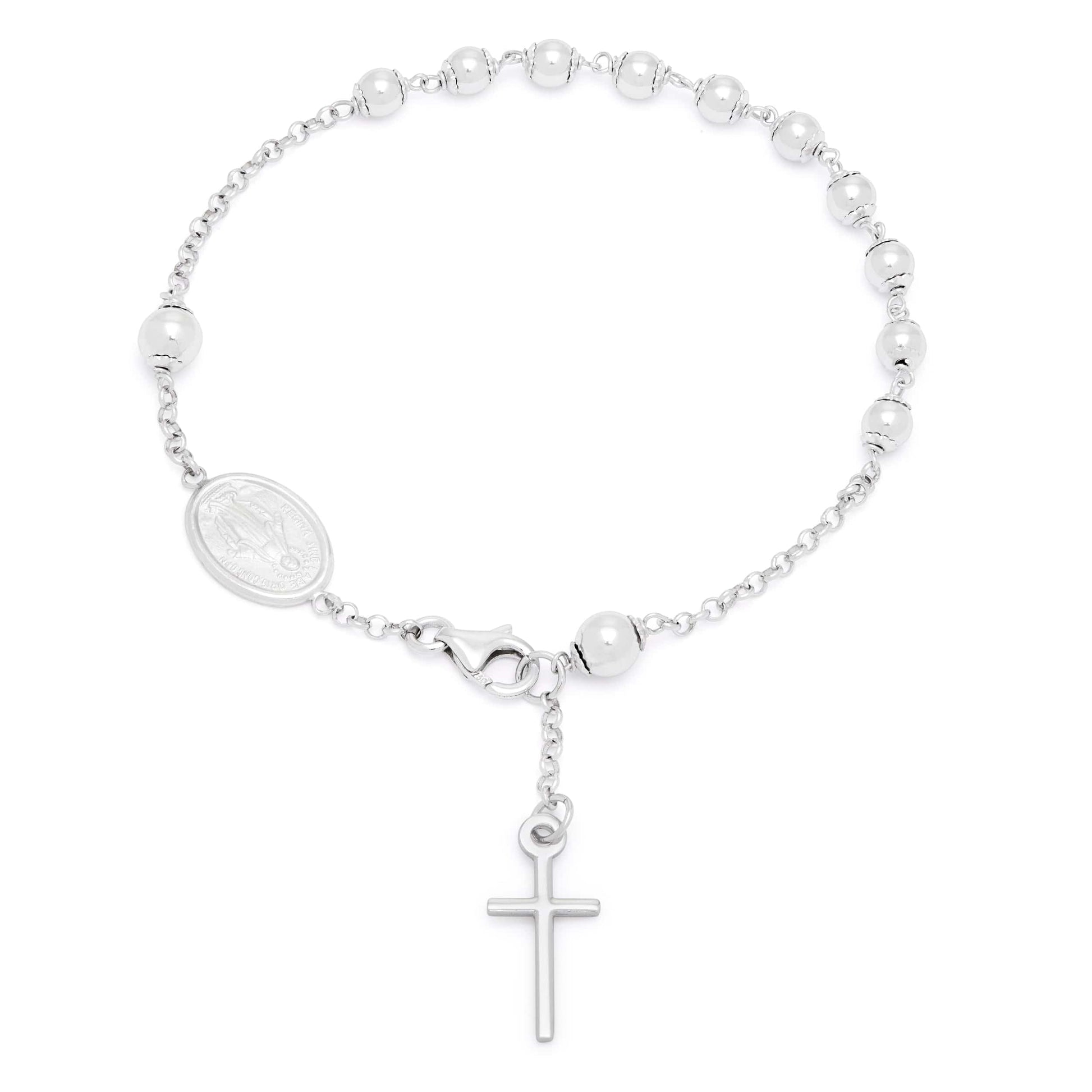 MONDO CATTOLICO Adjustable White Gold Rosary Bracelet