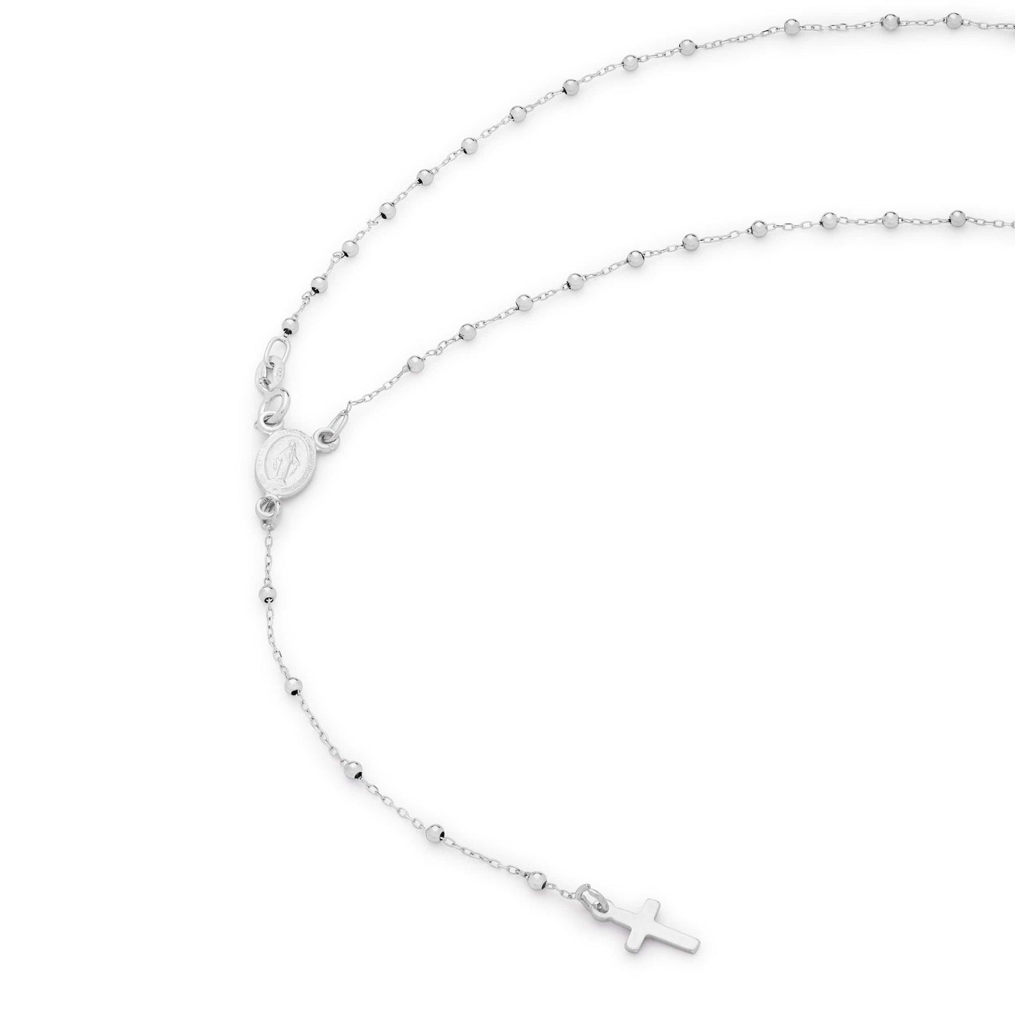 MONDO CATTOLICO Prayer Beads 30.5 cm (12 in) / 1 mm (0.03 in) White Gold Tiny Rosary Beads