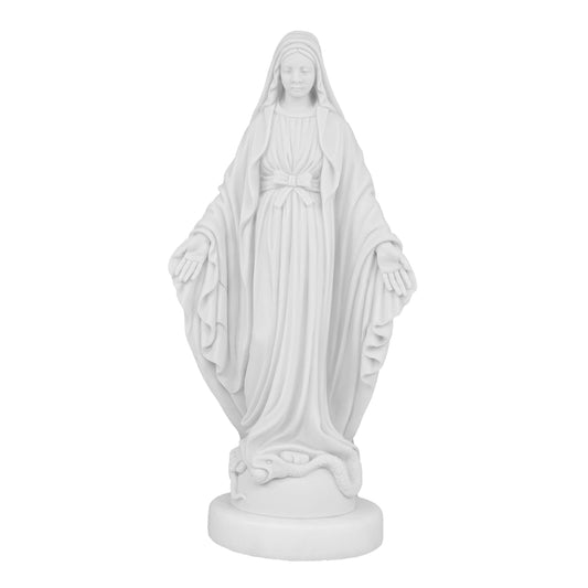 MONDO CATTOLICO White Marble Dust Statue of Miraculous Mary