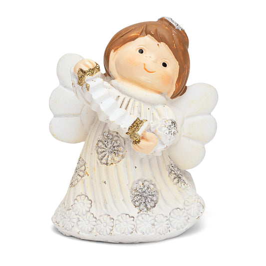 Mondo Cattolico White Resin Angel Playing