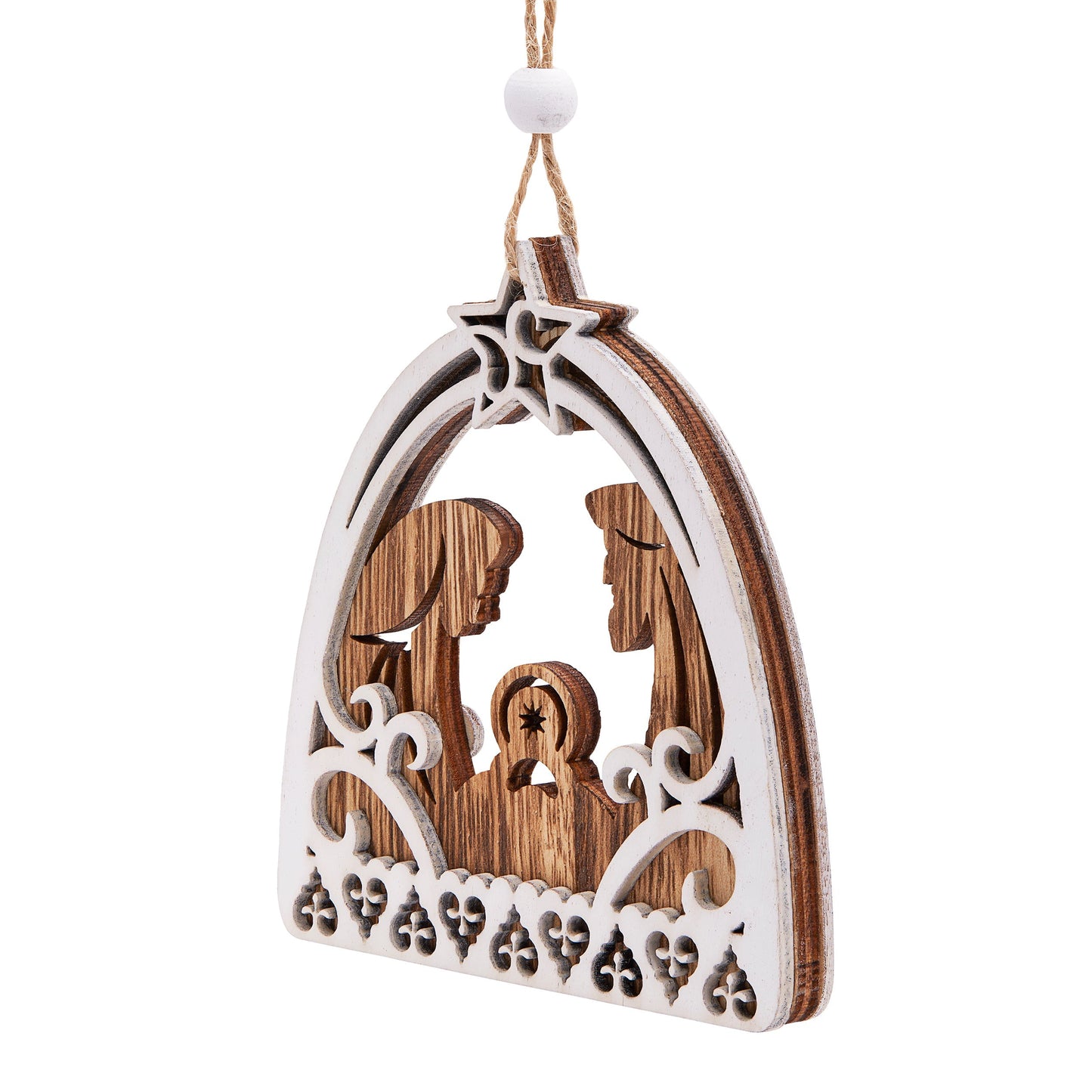 Mondo Cattolico Wooden Christmas Decoration in the Shape of a Hut With Nativity Scene