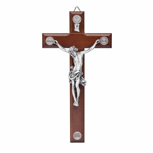 MONDO CATTOLICO 20 cm (8.00 in) Wooden Crucifix With the Four Roman Basilicas Medals