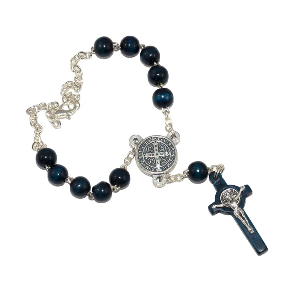 MONDO CATTOLICO Prayer Beads Wooden Decade Rosary of Saint Benedict